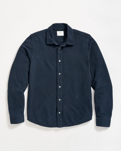 Billy Reid Long Sleeve Knit Yellowhammer Shirt In Carbon Blue