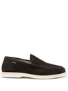 Hogan Logo-patch Suede Loafers In Brown