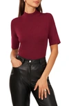 Halogen Short Sleeve Mock Neck Rib Sweater In Chianti Red