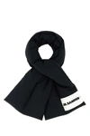 Jil Sander Rectangular Wool Scarf Soft Texture In Black