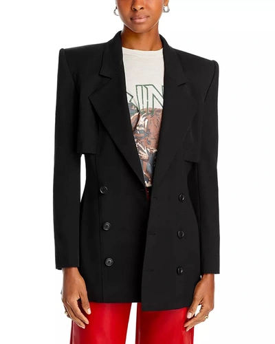 Frame Double-breasted Storm Flap Blazer In Black