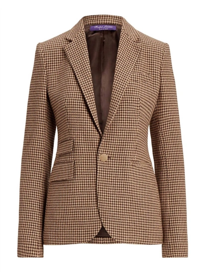 Ralph Lauren Tweed Houndstooth Jacket In Brown
