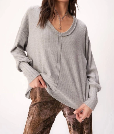 Project Social T Leo Heathered Scoop Neck Cozy Rib In Grey
