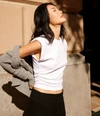 Michael Stars Joni Power Shoulder Tee In Oxide