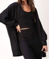 PROJECT SOCIAL T JUST RELAX COZY SEAMED CARDIGAN IN BLACK