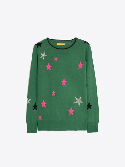 VILAGALLO INTARSIA STARS SWEATER IN GREEN