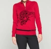 GOLFINO LEOPARD INSTICT TROYER SWEATER IN RED