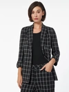 Jones New York Ponte Plaid Wing Collar Rolled Tab Blazer In Multi