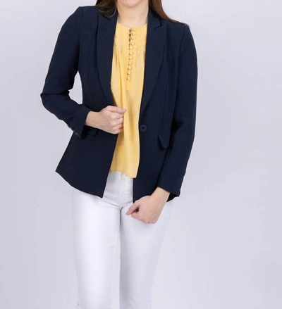 Central Park West Crepe Blazer In Navy In Blue