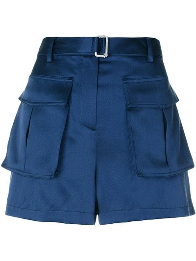 Theory Woman Sailk-satin Shorts Royal Blue In Dark Brisk