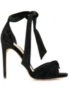 Alexandre Birman Jessica Velvet Ankle-wrap Sandals In Black