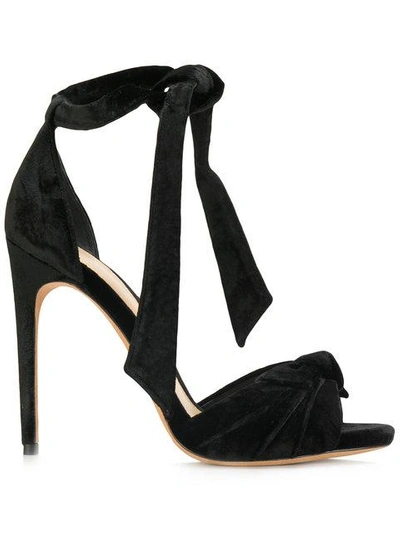 Alexandre Birman Jessica Velvet Ankle-wrap Sandals In Black
