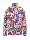 Dsquared2 Abstract Patterned Woodstock Shirt With Open Work Detail In Multicolor