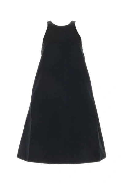 Co A-line Round-neck Midi Dress In Black