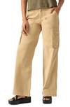 Sanctuary Cotton Blend Reissue Wide Leg Cargo Pants In True Khaki