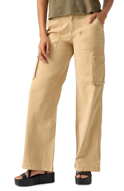 Sanctuary Cotton Blend Reissue Wide Leg Cargo Pants In True Khaki