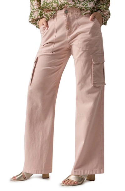 Sanctuary Reissue High Rise Wide Leg Cargo Trousers In Rose Smoke