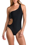L AGENCE AVA CUTOUT CHAIN ONE-SHOULDER ONE-PIECE SWIMSUIT