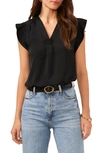 VINCE CAMUTO RUFFLE SLEEVE SATIN TOP