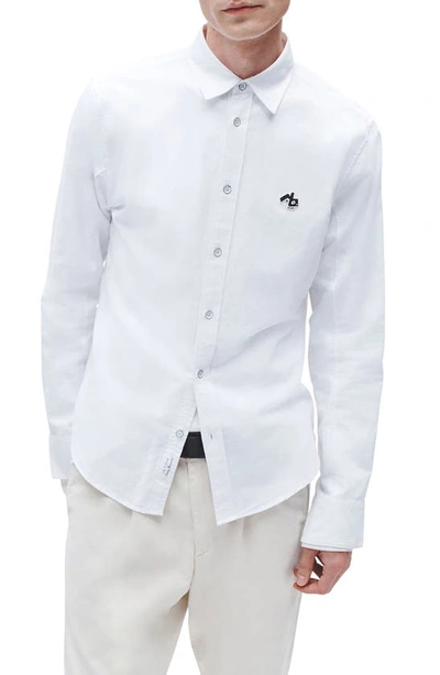 Rag & Bone Tomln Logo Patch Cotton Button-up Shirt In White