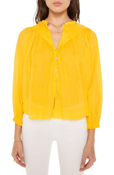 Mother The Love Dearly Button Front Blouse In Yellow