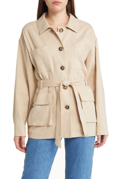 Frame Belted Cargo Jacket In Sand