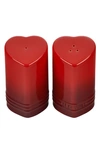 Le Creuset Stoneware Figural Heart Salt And Pepper Shakers, Set Of 2 In Cerise