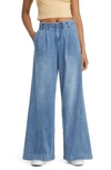 1822 DENIM PLEATED HIGH WAIST SUPER WIDE LEG JEANS