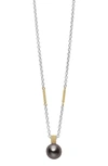 Lagos 18k Yellow Gold & Sterling Silver Luna Pearl Pendant Necklace, 16-18 In Black/silver