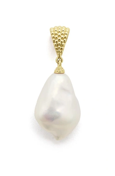 Lagos 18k Yellow Gold Luna Cultured Freshwater Baroque Pearl Caviar Bead Pendant In White/gold