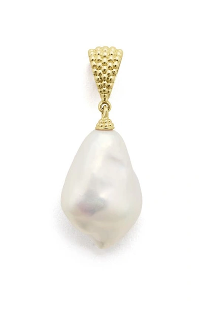 Lagos 18k Yellow Gold Luna Cultured Freshwater Baroque Pearl Caviar Bead Pendant