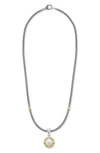 Lagos 18k Yellow Gold & Sterling Silver Luna Cultured Freshwater Pearl & Diamond Pendant Necklace, 16 In Silver