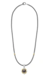 Lagos 18k Yellow Gold & Sterling Silver Luna Black Tahitian Pearl & Diamond Pendant Necklace, 16 In Silver