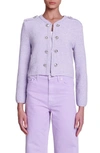 Maje Women's Cropped Glitter Knit Cardigan In Parma Violet
