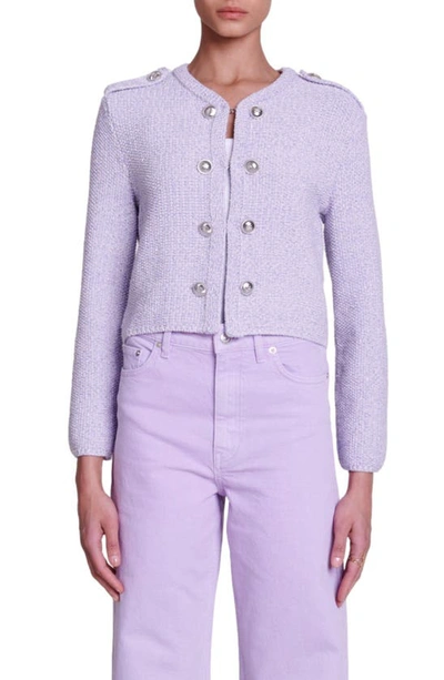 Maje Women's Cropped Glitter Knit Cardigan In Parma Violet