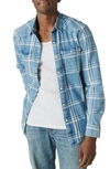 LUCKY BRAND PLAID WESTERN COTTON SNAP-UP SHIRT