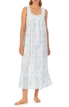 EILEEN WEST FLORAL LACE TRIM SLEEVELESS COTTON BALLET NIGHTGOWN