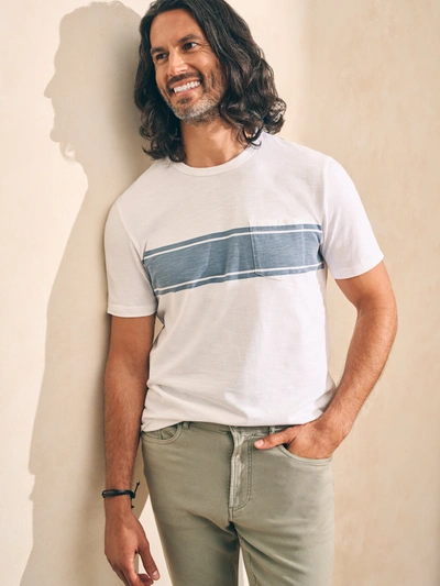 Faherty Sunwashed T-shirt (tall) In White Surf Stripe
