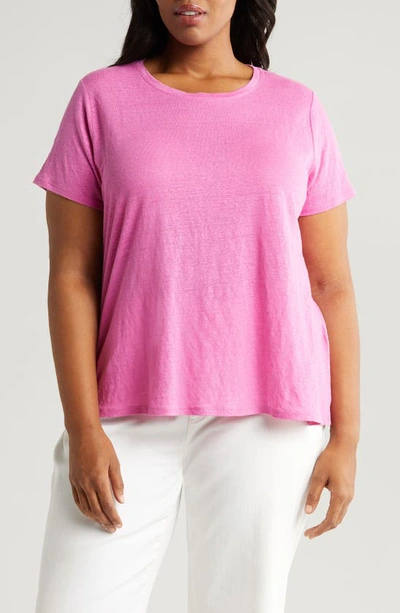 Eileen Fisher Short-sleeve Crewneck Organic Linen Jersey Tee In Tulip