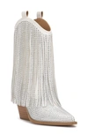 Jessica Simpson Women's Paredisa Fringe Cowboy Booties In White Polyester