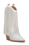 Jessica Simpson Paredisa Rhinestone Fringe Cowboy Booties In White