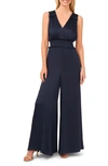 Cece Smocked Waist Sleeveless Wide Leg Jumpsuit In Indigo Blue Mood