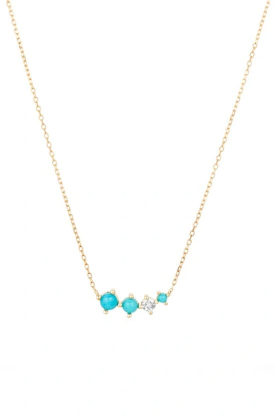 Adina Reyter 14k Yellow Gold Turquoise & Diamond Collar Necklace, 15-16 In Blue/gold