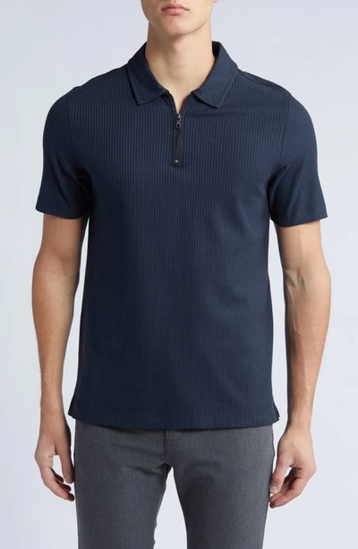 Ted Baker Roland Short Sleeve Quarter Zip Polo Shirt In Navy