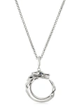 John Hardy Sterling Silver Naga Blue Sapphire Necklace In Silver
