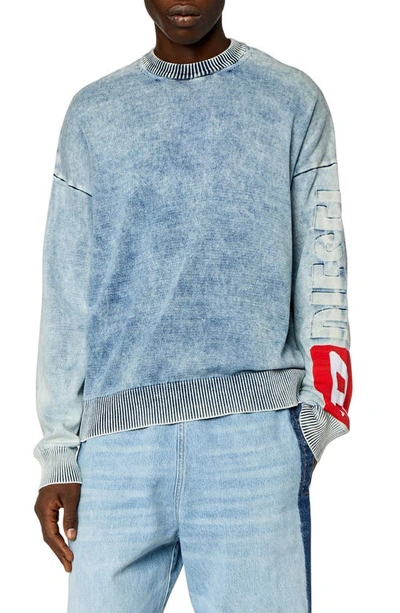 Diesel K-zeros Logo-jacquard Sweatshirt In Light Blue