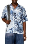 Diesel Bristol Camouflower Short Sleeve Camp Shirt In Denim