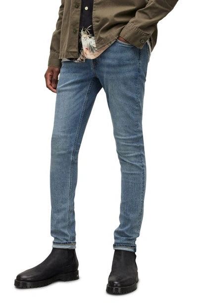 Allsaints Skinny Fit Jeans In Light Indigo