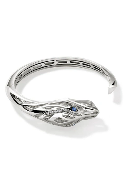 John Hardy Women's Naga Dragon Sterling Silver, 0.23 Tcw Diamond & Blue Sapphire Cuff