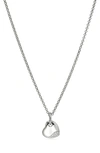 John Hardy Silver Pebble Diamond Heart Pendant Necklace, 16-18 In Silver